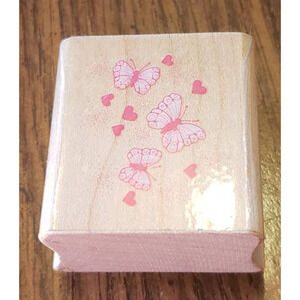 Hero Arts Hearts and Butterflies Wood Mounted Rubber Stamp B588